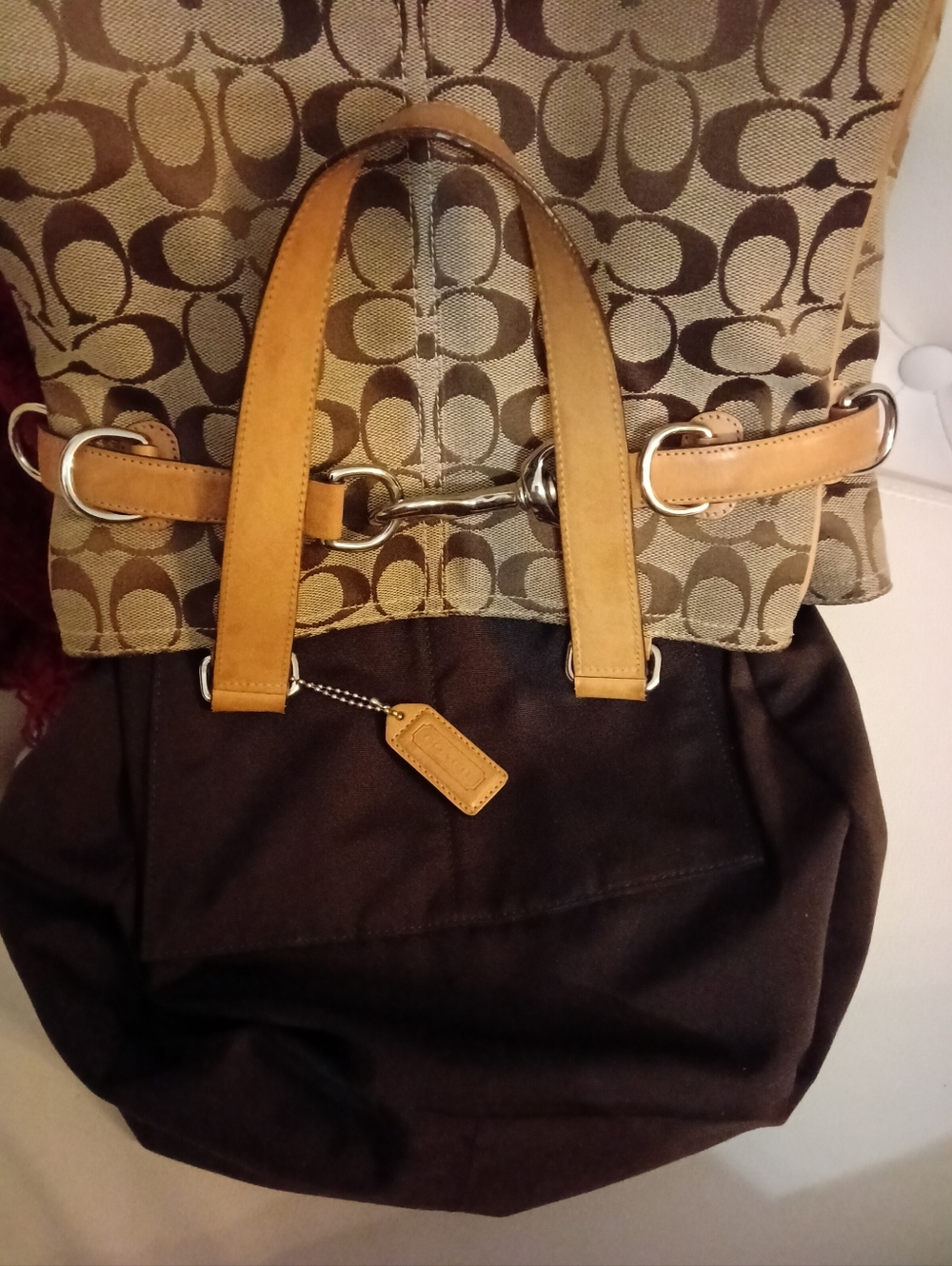#V5 Coach Hampton VINTAGE Tan/Khaki Sign. Canvas Belted Tote Creed- E04M-6352 - Picture 14 of 16